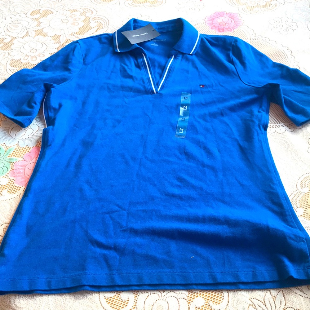 NWT Tommy Hilfiger royal blue polo shirt side strap size M - Picture 2 of 7